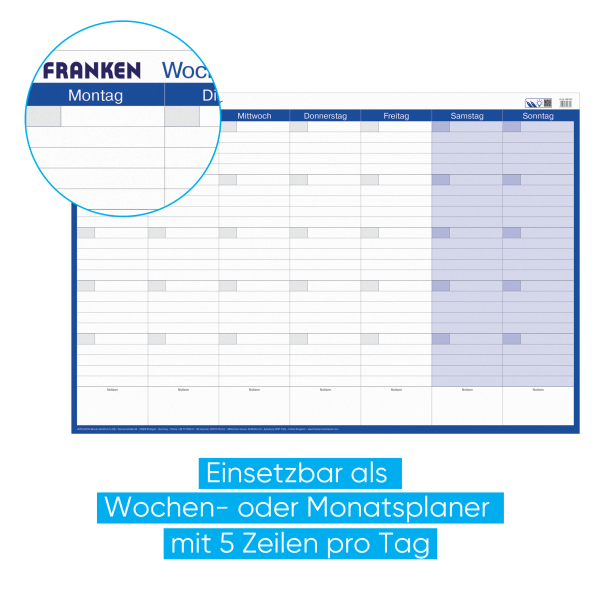 FRANKEN Wochenplaner, Tageseinteilung 91,0 x 61,0 cm