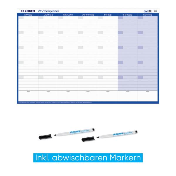 FRANKEN Wochenplaner, Tageseinteilung 91,0 x 61,0 cm