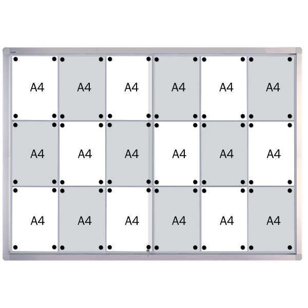 FRANKEN Schaukasten PRO silber 18x DIN A4 139,0 x 4,6 x 99,0 cm, 1 St.