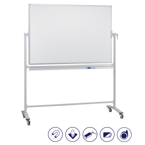 FRANKEN mobiles Whiteboard 220,0 x 120,0 cm weiß lackierter Stahl