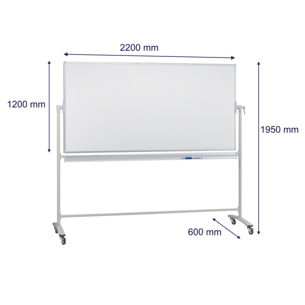 FRANKEN mobiles Whiteboard 220,0 x 120,0 cm weiß lackierter Stahl