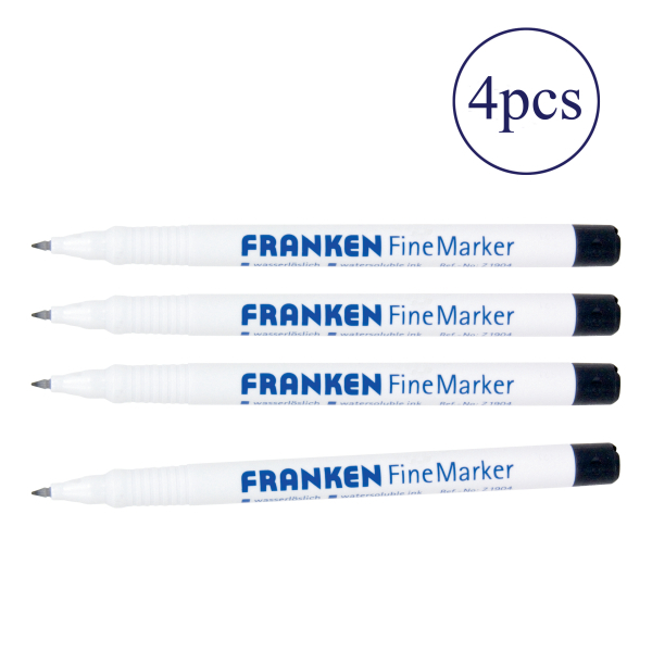 FRANKEN Fine Whiteboard-Marker schwarz 0,7 mm, 4 St.